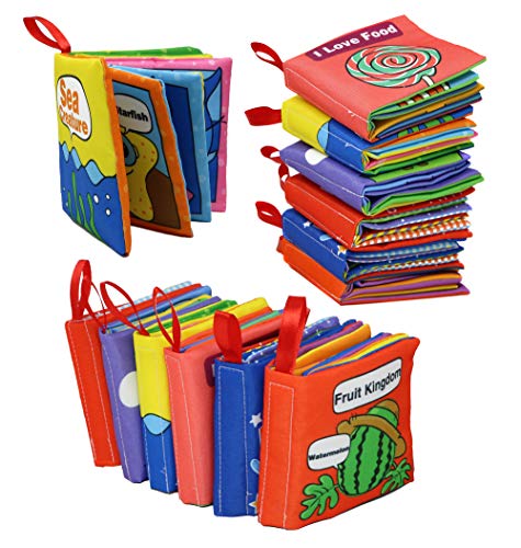 Smart Novelty Babies First Soft Books - Non-Toxic Colorful Crinkle Cloth Books for Babies and Toddlers Early Education Toy Baby Gift - Pack of 6 Soft Cloth Books