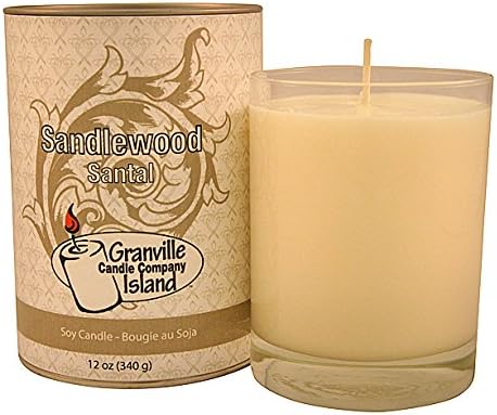 Granville Island Candle Company Natural Soy Candle, 12 oz, Sandalwood