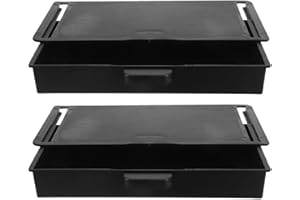 BCOATH 2pcs under Desk Slide out Drawer Organizer Black, Self-adhesive Stationery Storage Containers
