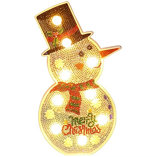 qiaoniuniu Diamond Painting for Kids Mosaic Making Night Light Snowman Lamp for Children - Thumbnail 7