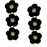 WUWEIJIAJIA Boho Flower Stud Earrings with White Pearl - Daisy Dangle Drop Earrings with Gold Flower Bud