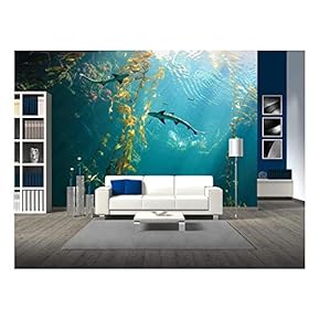 Small Shark in The Ocean with Amazing Light Ray - Removable Wall Mural | Self-Adhesive Large Wallpaper - 66x96 inches