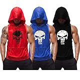 SZKANI 3 Packs Mens Skull Print Sleeveless Fitness Vest Bodybuilding Stringers Workout Tank Tops