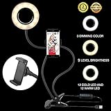 Ring Light for iPhone All Smart Phone, Selfie Light 360 Rotating 3-Light Mode Brightness Flexible Arms Gooseneck Mount Lazy Bracket iPhone Tripod with LED Selfie Ring Light for iPhone 7 plus