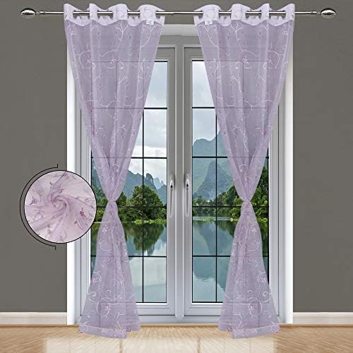 JVIN FAB Polyester Floral Grommet Window Curtain (Baby Pink 5 Feet)