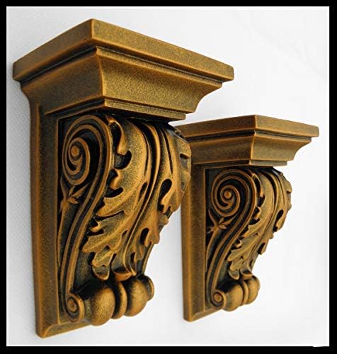 GOLD Pair of Corbels(2 in total), ACANTHUS LEAF wall art, wall hanging, Shelf, Rococo Style silver