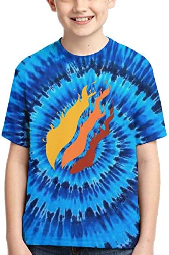 SHOEWPQIA Boys' Preston Fire Nation Playz Gamer Flame Tie Dye Background T-Shirt Tees