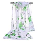 GERINLY Ladies Chiffon Scarves Spring Floral Shawl Sheer Scarf (Green)