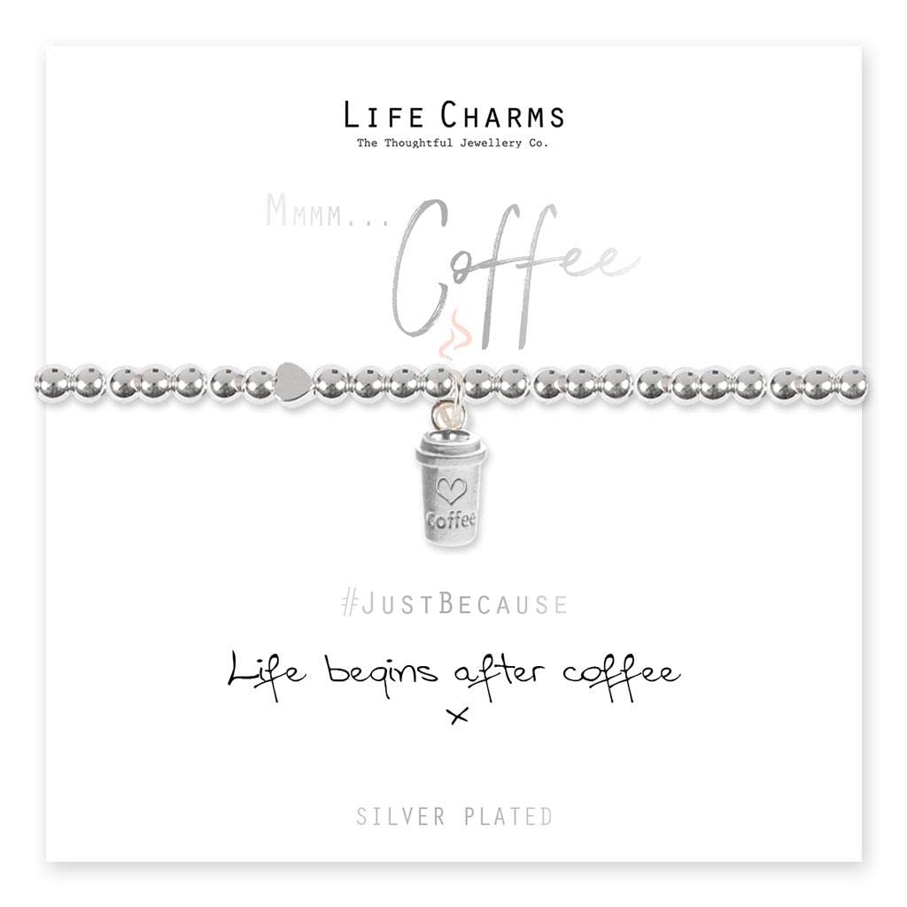Life Charms Life Begins After Coffee bracelet