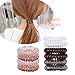 No Crease Hair Ties for Women and Girls,10 Piece Plastic Spiral Hair Coil Rings for all Hair Type (10Pack 5Color)