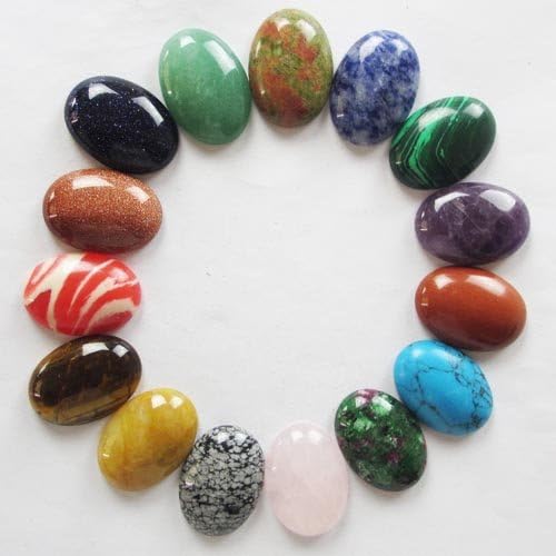 Beautiful 15pcs Mixed Gemstone Oval CAB Cabochon 25x18x6mm
