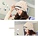 LOCOMO Women Cabled Checker Pattern Knit Beanie Hat Cap Button Strap FFH080BEI