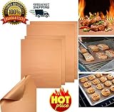 BESTeck Gold Grill Mat Set Of 4 - 100% Non-stick BBQ Grill & Baking Mats - FDA-Approved, PFOA Free, Reusable And Easy To Clean - Works On Gas, Charcoal, Electric Grill And More