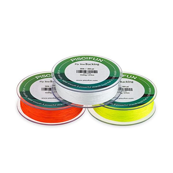 Piscifun-Braided-Fly-Line-Backing-With-Orange-White-Fluorescent-Yellow-Color-20lb-30lb-100yd-300yd