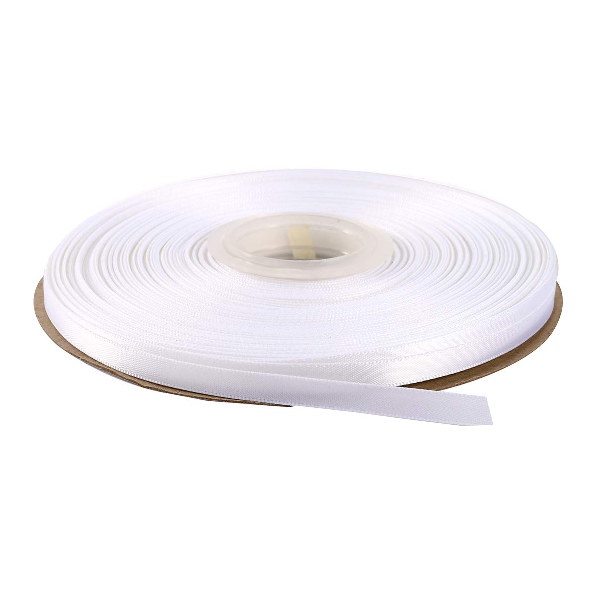 ITIsparkle 6mm Double Faced Satin Ribbon 45 Meters-Roll Set for Gift Wrapping Scrap Books Party Favor Hair Braids Baby Shower Decoration Floral Arrangement Craft Supplies, White Ribbon