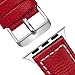 Fullmosa Compatible Apple Watch Band Leather 49mm 46mm 45mm 44mm 42mm 41mm 40mm 38mm for iWatch Ultra2/Ultra/SE/SE2/Series 10/9/8/7/6/5/4/3/2/1,42mm/44mm/45mm/46mm/49mm Red + silver buckle