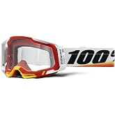 100% Racecraft 2 Mountain Bike &amp; Motocross Goggles - MX and MTB Racing Protective Eyewear (Arsham Red - Clear Lens)