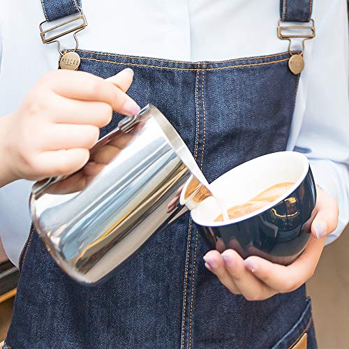 Milk Frothing Pitcher Stainless Steel Espresso Steaming Pitcher 20 oz with Thermometer Coffee Milk Frothing Cup, Perfect for Espresso Machines, Milk Frothers, Latte Art