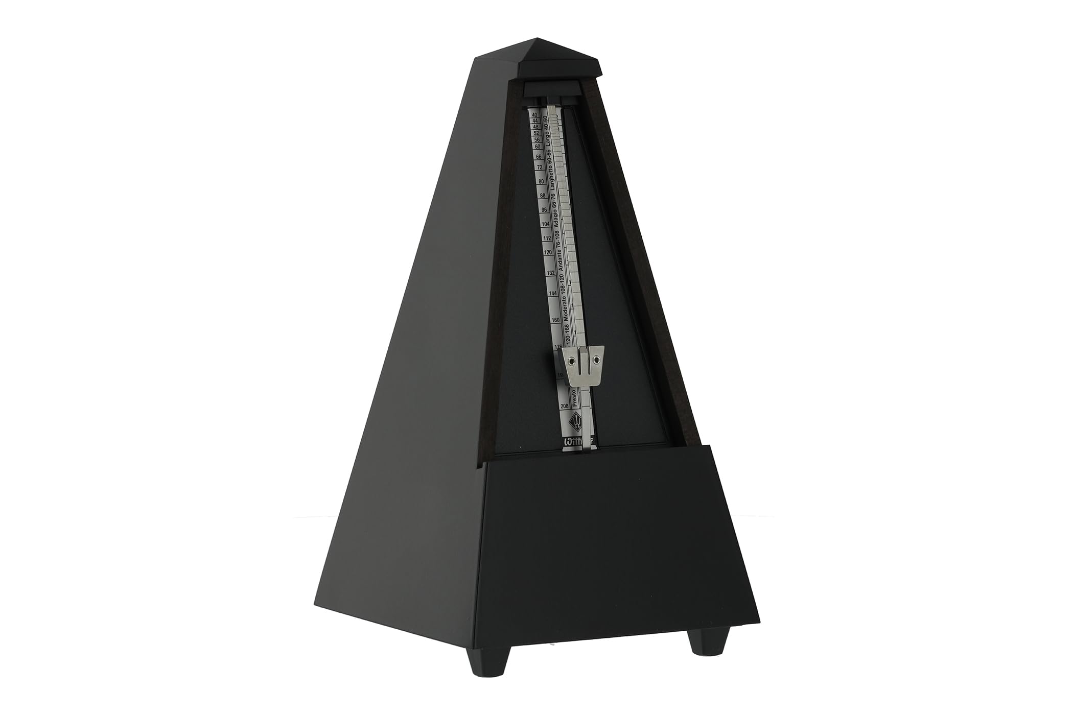 Wittner Metronome Taktell Pyramid Shape System Maelzel Series 800 - Solid wood casing - Without bell - Matte black - Mechanically wound - No batteries required - Made in Germany