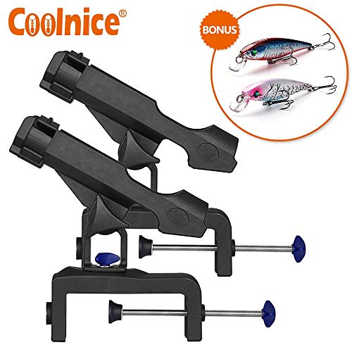 Fishing Rod Holders Boats 2 Pack Large Clamp Opening 360 Degree Adjustable Fish Pole Racks Folding Holder