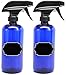 2 Pack Firefly Craft Cobalt Blue PLASTIC Spray Bottles with Chalkboard Labels, 16 ounces each