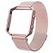 Wearlizer Compatible Fitbit Blaze Band Small Pink Rose Gold, Wearlizer Milanese Loop Watch Band Replacement Stainless Steel Bracelet Strap Metal Frame Fitbit Blaze