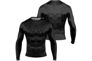 AUREIKA Aztec Jiu Jitsu Rash Guard Men Long Sleeve Baselayer Skins Performance Fit Rash Guard for MMA BJJ Grappling
