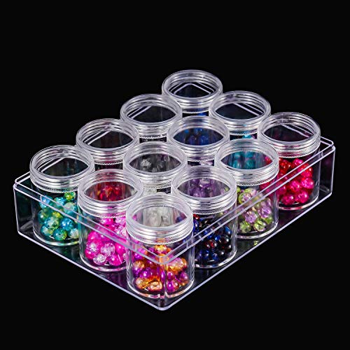 Blulu Clear Bead Organizer Bead Storage Containers Set with 12 Boxes, 1
