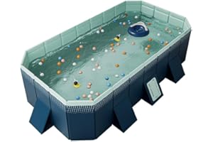 YYW Foldable Swimming Pool, Oversized Family Pool for Adults Pet Dogs Inflatable-Free Rectangle Swimming Pool for Indoor, Out