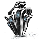 4 in 1 Electric Razor Shavers for Men Portable UBS Rechargeable Travel Wireless Beard Nose Trimmer Kit Wet Dry Facial Rotary Shaver Cordless Waterproof Best Gift Set (Balck1)