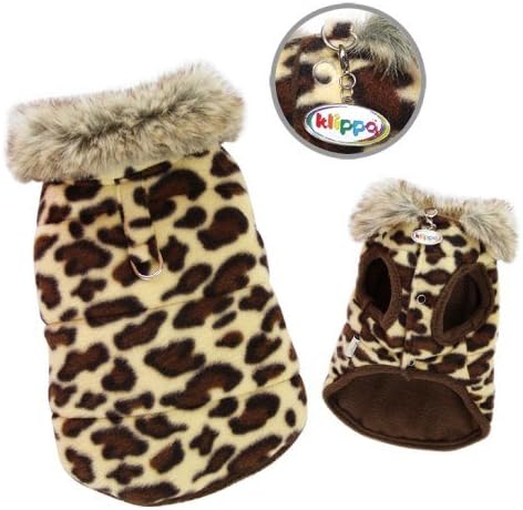 Adorable Padded Leopard Print Dog Vest with Fur Collar Size: Small