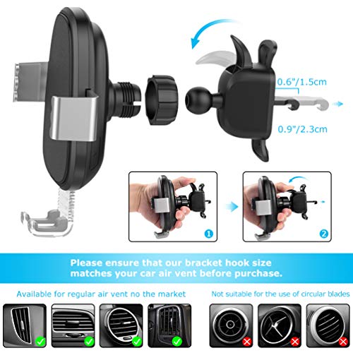 allcaca Wireless Car Charger Mount Automatic Clamping Fast Charger 10W/7.5W/5W Cell Phone Holder for Air Vent Dashboard Compatible with iPhone Xs/Xs Max/XR/X/8/8Plus, Samsung Galaxy S10/S10+/S9/S9+/S8