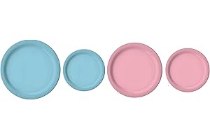 Oojami 100 Count 9 Inch & 7 Inch Paper Plates Ideal for Birthday, Party, Retirement, Gender Reveal Disposable Dinner and Dess