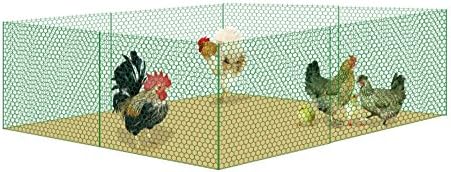 V Proteck Mesh Galvanized Fence Wire Poultry Netting Gutter Guards Chicken Run Rabbit Fencing to Keep Out Racoons Gophor Snakes Green W39.5" xL16Ft With Post
