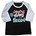 DUTUT Joyful Merry And Blessed Christmas T Shirt Women 3/4 Splicing Sleeve O-Neck Tee Top Blouse size XL (Black)