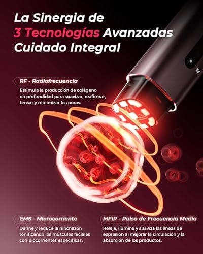 Dispositivo Profissional de Radiofrequência Facial, Massajador Facial Microcorrente 5 em 1, Dispositivo Elétrico Anti-acne, Anti-rugas, Firmamento e Lifting para Rosto e Pescoço (Rose Gold)