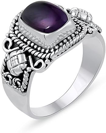 Genuine Gemstone .925 Sterling Silver Amethyst Ring | Valentine Gifts for Her