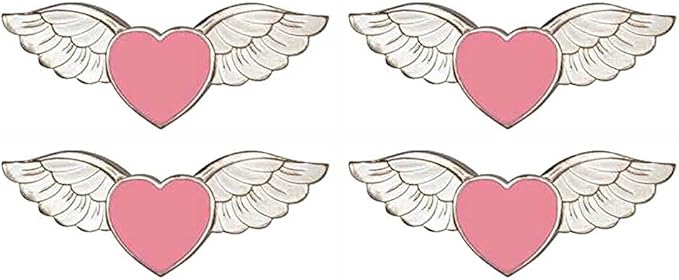 Amazon ピンクハート シルバー 天使の羽 ラブピン 4個セット 乳がんピンクアウェアネス ブローチ 通販