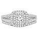 Dazzlingrock Collection 1.00 Carat (Cttw) 10K Round Diamond Split Shank Halo Engagement Ring Set, Solid White Gold, Size 8