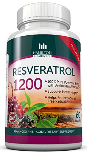 Force 1200mg de resvératrol Maximum avec thé vert, Acai, extrait de pépins de raisin et vitamine antioxydante C - 60 Capsules végé par Healthcare de Hamilton