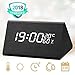Wooden Clock, LED Digital Smart Alarm Clock With 3 Levels Adjustable Brightness & 3 Groups of Alarm Time, Triangle USB/4AAA Battery Powered Sound-Controlled, Displays Time Date Temperature and Humidit
