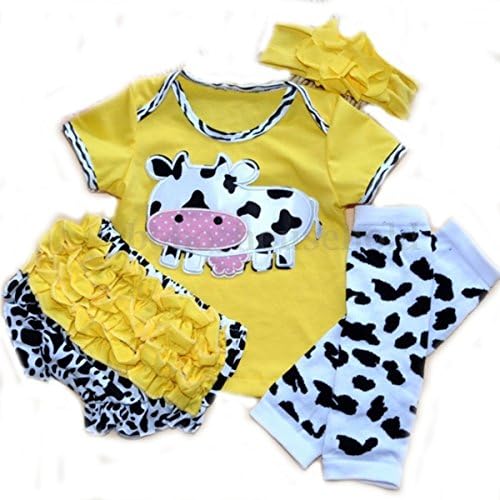 Happylife Handmade Lifelike Reborn Doll Clothing Newborn Baby 's Dress Pajamas Clothes Set Pattern Yellow Cows Fits for 20" - 22" Reborn Dolls.
