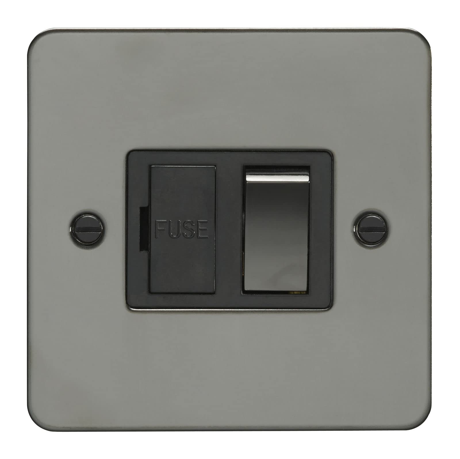 Eurolite 13Amp DP Switched Fuse Spur Enhance Flat Black Nickel Plate Matching Rocker Black Trim