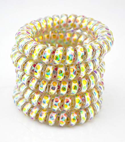 5.5cm Lot 5Pcs Dot Colorful Hair Accessories Telephone Cord Phone Plastic Strap Hair Band Hair Rope Hair Ties Headbands Katoot - Thumbnail 6
