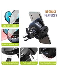 Soporte inalámbrico para cargador de coche, iCovfe Sujeción automática Qi 15W 10W 7.5W Soporte de carga rápido para automóvil con sensor IR, Soporte para teléfono con salida de aire compatible con iPhone X Xs Max XR 8 Samsung S10 S9 S8 S8 Nota