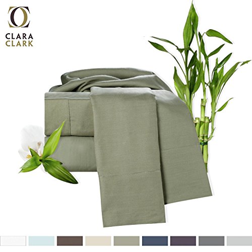 Buy Bamboo Bed Sheet Set, Sage (Green) Cal King Size, By Clara Clark