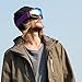 OutdoorMaster OTG Ski Goggles - Over Glasses Ski/Snowboard Goggles for Men, Women & Youth - 100% UV Protection (Purple Frame + VLT 13.7% Grey Lens with Full REVO Gold)