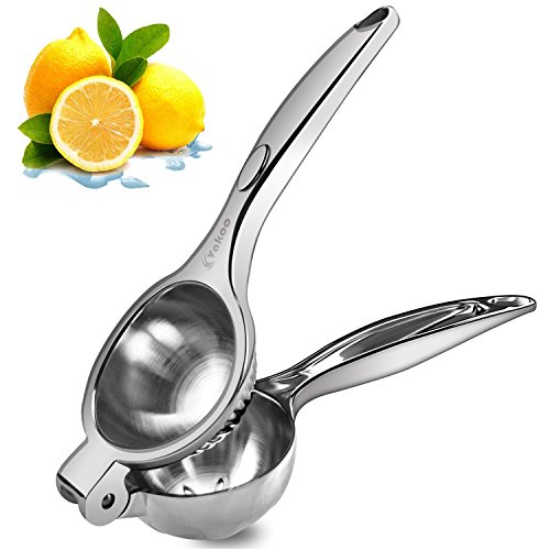 Lemon Squeezer, Vakoo Premium Lime Squeezers Metal Manual Citrus Press Juicer for Lemon Lime Orange Juice Fruit - Silver - Big