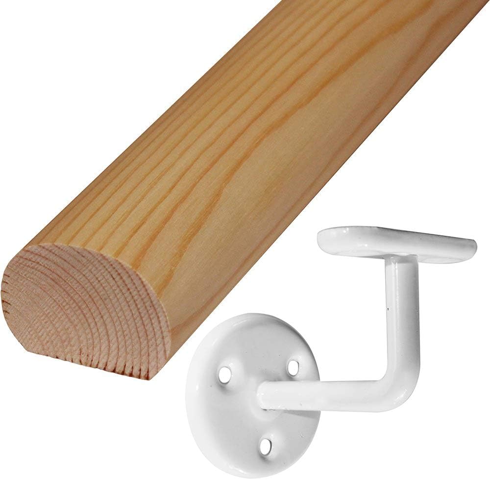 Mopstick Handrail Kit 3.0 Metres Solid Pine Including 4 White