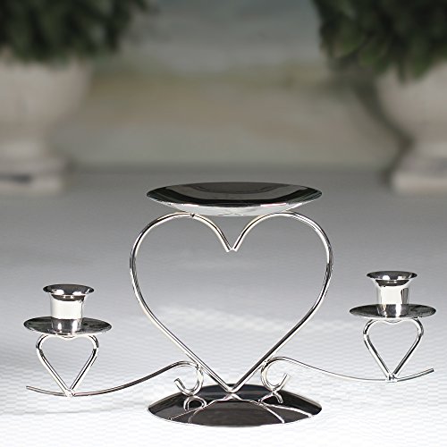 All Things Weddings Wedding Accessories, Unity Candle Stand, Triple Heart, Silver, 10.5-Inches x 5.5-Inches - Thumbnail 3